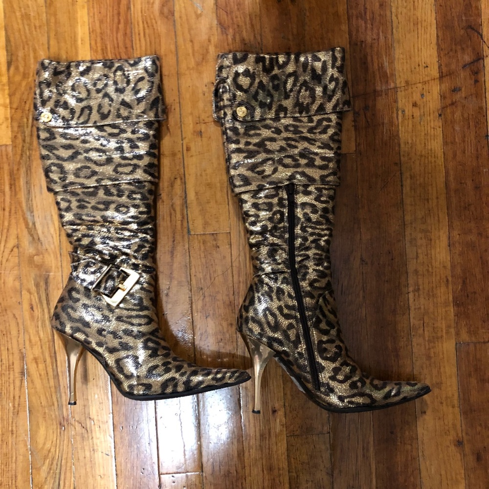 Leopard Genuine leather boots size 5